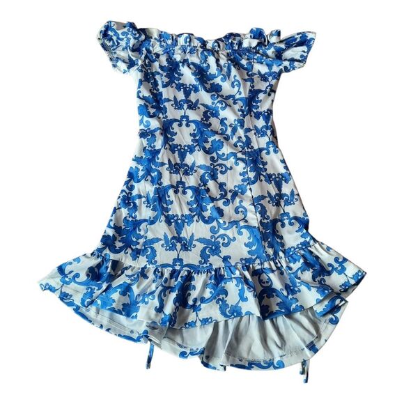 SHEIN Blue and White Floral Kids Dress - Picture 3 of 5